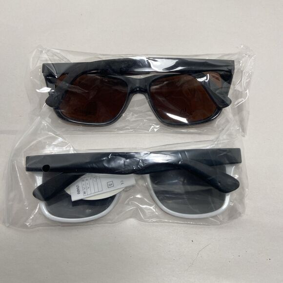 Classic  Mens Driving Sunglasses Black Plastic Frames Amber Lens USA Bonus Pair - Picture 2 of 13